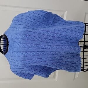 STILE Cotton Cable Knit Vest in Blue Size Small